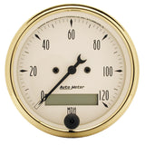 Traditional incandescent lighting illuminates around the perimeter of the dial