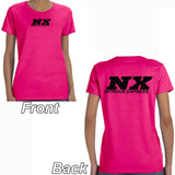 Pink T-Shirt with Black NX Logo Front and Back; Small.