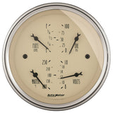 Traditional incandescent lighting illuminates around the perimeter of the dial