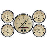 Traditional incandescent lighting illuminates around the perimeter of the dial