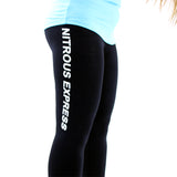 Womens Black Leggings With White Logo Large.