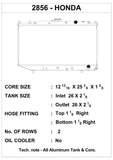 CSF 2856 - 88-91 Honda CRX Radiator (Discontinued)