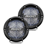 360-Series 4 Inch Round LED Off-Road Light, Diffused Lens, White Backlight, Pair