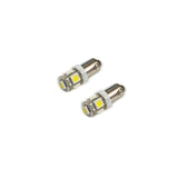 BA9S 5 LED 3 Chip Bayonet Bulbs, White, Pair