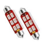 44mm 6 LED 3-Chip Festoon Bulbs, Red, Pair