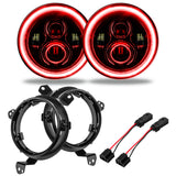 7 in. High Powered LED Headlights, Red, Pair