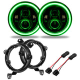 7 in. High Powered LED Headlights, Green, Pair