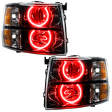 SMD Pre-Assembled Headlights, Black, Round Style, Red