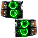 SMD Pre-Assembled Headlights, Black, Round Style, Green