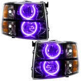 SMD Pre-Assembled Headlights, Black, Round Style, UV/Purple