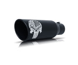 Patriot Skull Rolled Edge Angle Exhaust Tip; Black Ceramic