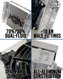 13.8in x 10in Dual Fluid Bar & Plate HD Oil Cooler w/9in SPAL Fan