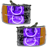 SMD Pre-Assembled Headlights, Round Ring Design, UV/Purple