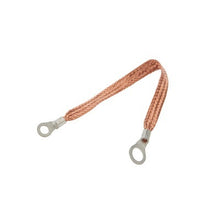 Load image into Gallery viewer, Copper Ground Strap 12in w/ 1/4in and 3/8in Ring