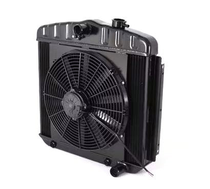 Radiator w/Fans 55-57 Chevy Auto Trans Black