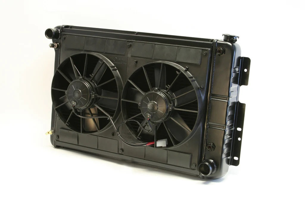 Radiator w/Fans Camaro 67-69 BBC Man Trans Blk