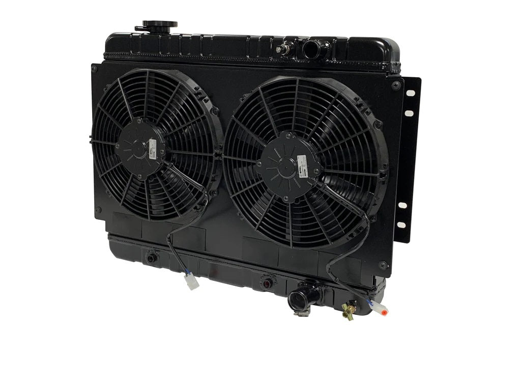 Radiator w/Fans Chevelle 68-72 LS Auto Trans Blk