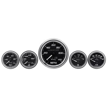 Load image into Gallery viewer, 5-Piece Gauge Set Black Face/Chrome Bezel