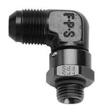 #6 x 9/16-18 90 Deg Swivel Adapter Black