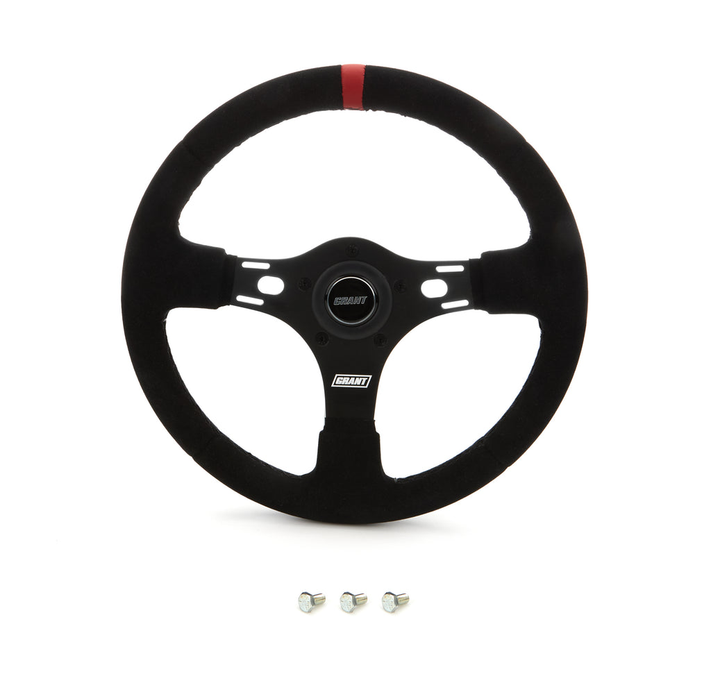 13in Red Stripe Race Steering Wheel Suede