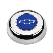 Load image into Gallery viewer, Chrome Horn Button Chevy Bowtie Blue/Silver