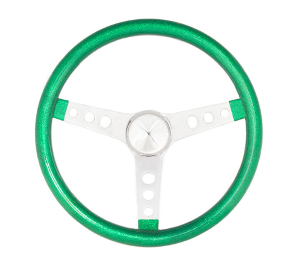 Steering Wheel Mtl Flake Green/Spoke Chrm 13.5