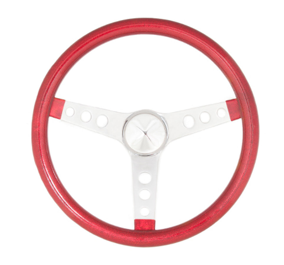 Steering Wheel Mtl Flake Red/Spoke Chrm 13.5