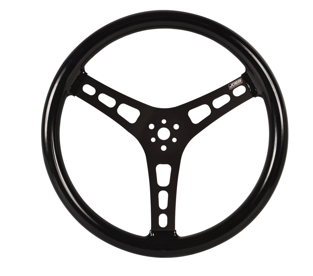 Steering Wheel 15in Flat Rubber Coated w/ Black