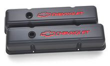 Load image into Gallery viewer, SBC Valve Covers Shark Gray w/Bowtie Logo