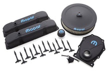 Load image into Gallery viewer, Engine Dress-Up Kit Blac k Crinkle w/Blue MOPAR