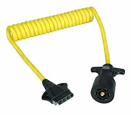 7-Way Flat Pin to 5-Flat Coiled Adapter 4ft Long