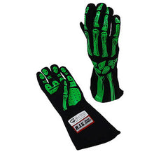 Load image into Gallery viewer, Single Layer Lime Green Skeleton Gloves Large