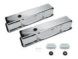 SBC Aluminum Valve Cover Chrome Ball Milled Pair