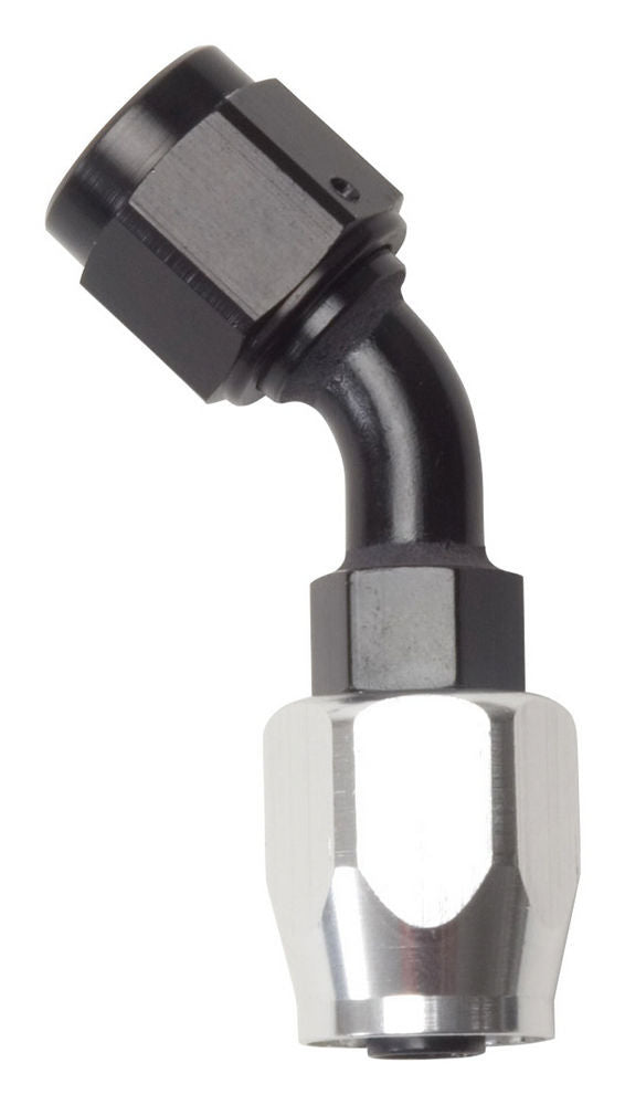 #8 45 Deg Hose End Black /Silver