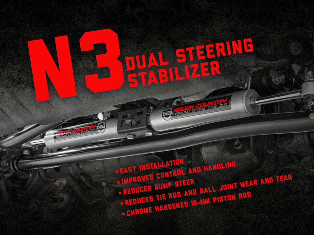 N3 Steering Stabilizer | Dual | 2-8 Inch Lift | Jeep Wrangler JK (07-18)