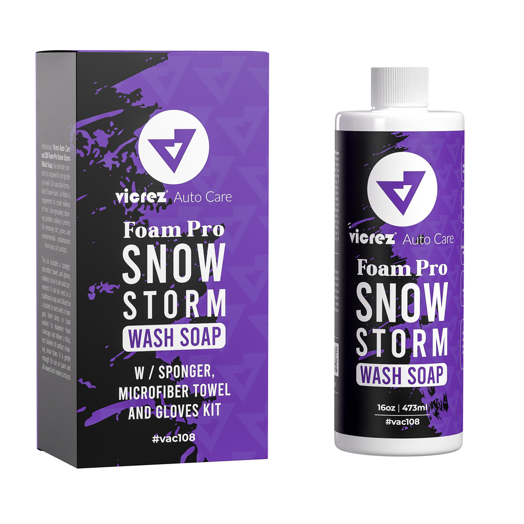 Vicrez Auto Care vac108 Foam Pro Snow Storm Wash Soap w/ Sponger, Microfiber Towel and Gloves 16 Oz/ 473ML