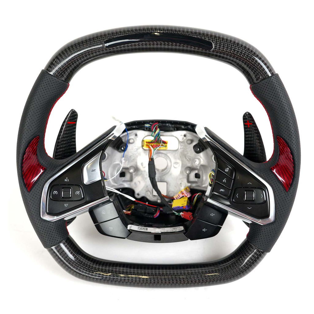 Vicrez Carbon Fiber Steering Wheel +LED Dash vz102115-DL | Chevrolet Corvette C8 2020-2023