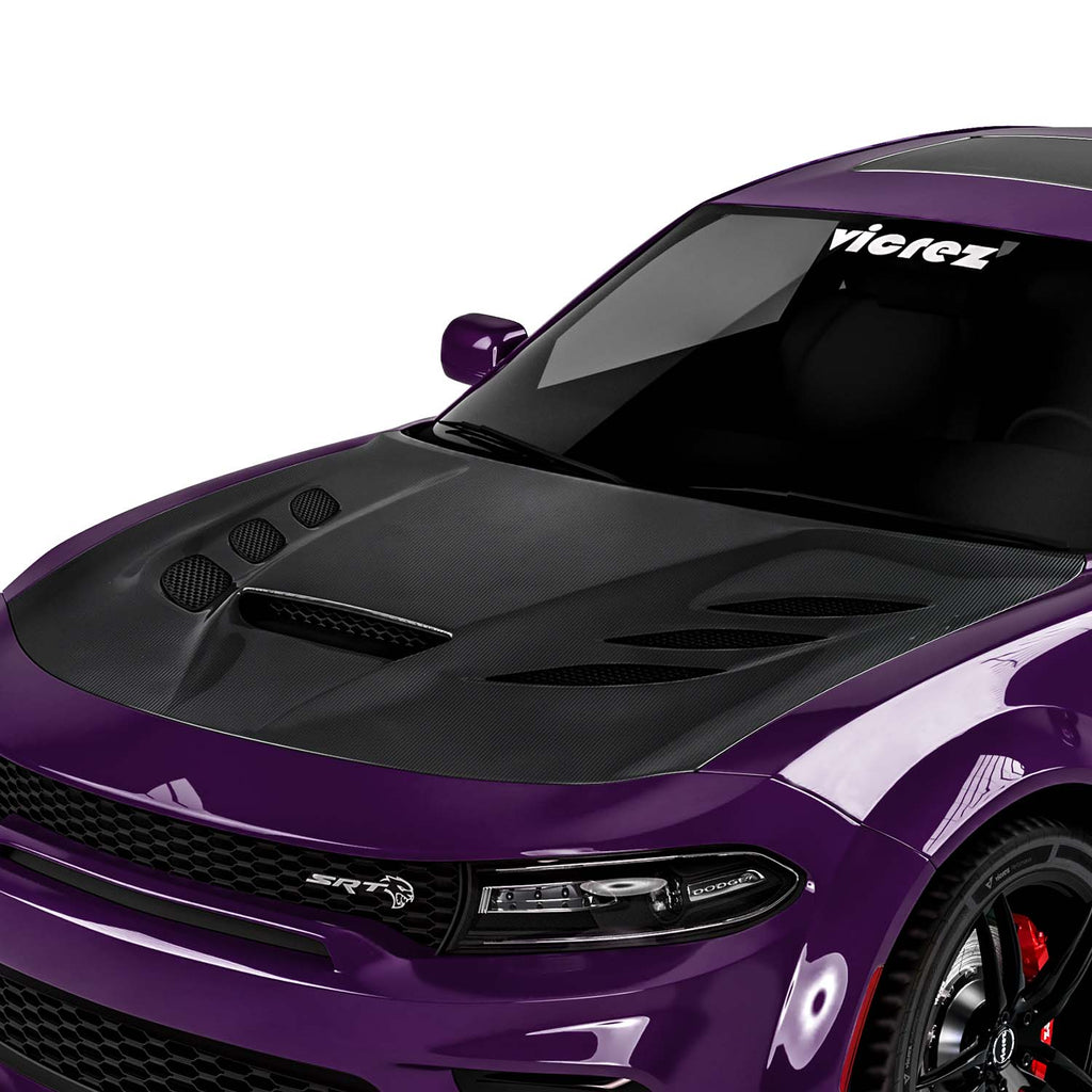 Vicrez Carbon Fiber V3R Hood w/ Vent Scoop vz102504 | Dodge Charger 2015-2021