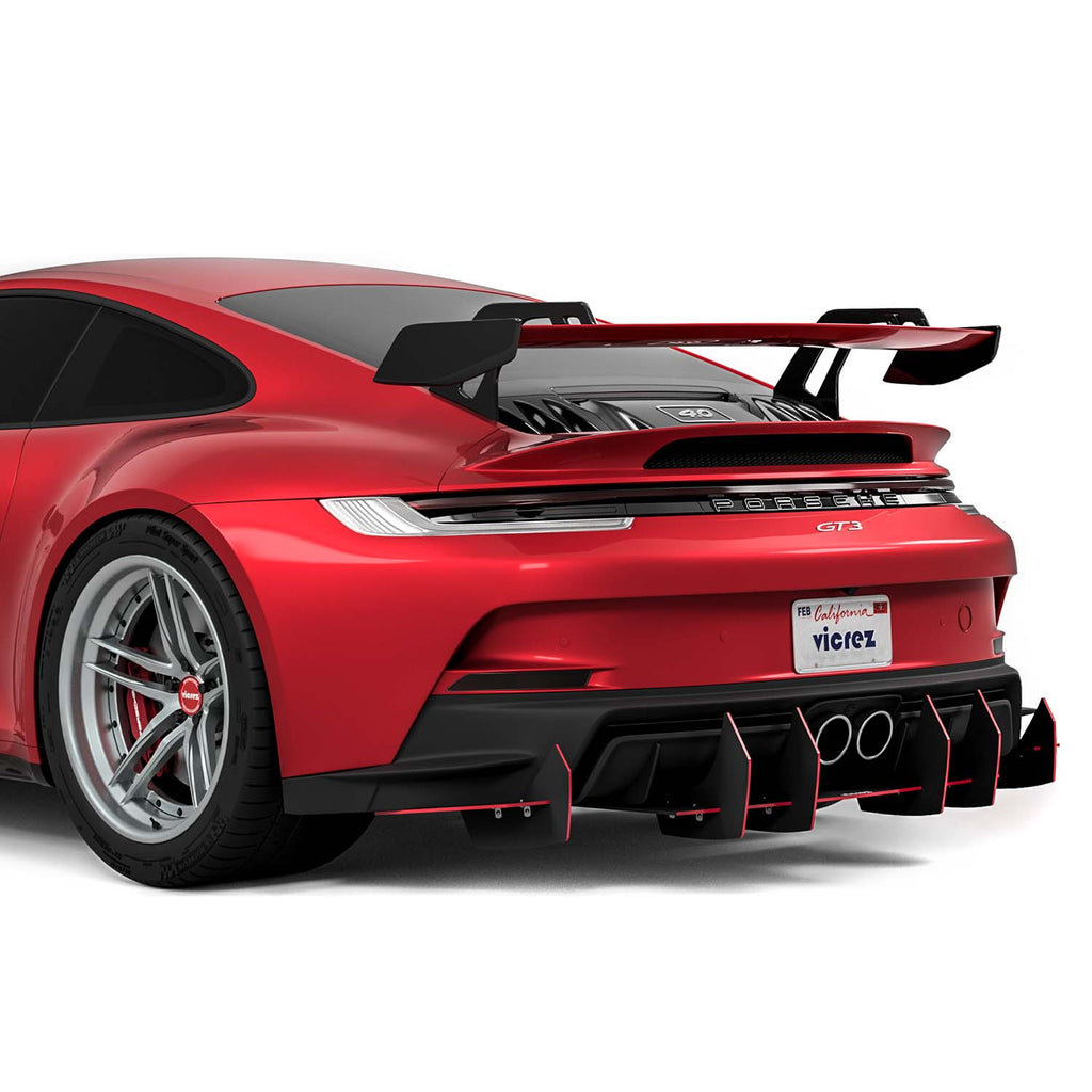 Vicrez Uruzo Style Rear Diffuser vz102626| Porsche 911 GT3 2022-2024 | Textured Black